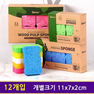 치프몰 친환경 천연 셀룰로오스 수세미 무흠집 펄프 주방, 1세트, 12개입, 쇼파형 11x7x2cm