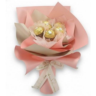 可愛畢業玩偶香皂花束，兔子造型，附畢業帽，2款花色，尺寸約27*38CM, 粉七金莎, 1件