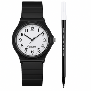 굿플라워 큰숫자 저소음 아날로그 손목시계 컴싸세트 수능 토익 시계