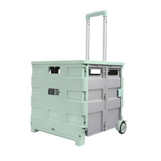 탄씨엔쯔 탄스트라이더 대용량 드로우 바 캠핑 수납 폴딩박스 쇼핑카트, 1개, 그린70L