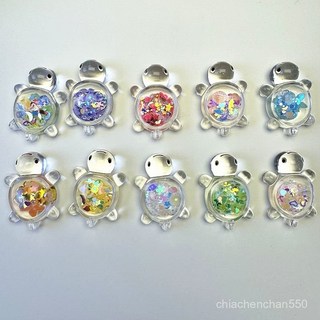 6/18大促 新款夜光透明亮片小烏龜diy玩具可愛奶油膠配件桌麵擺件潮玩飾品 9SNI, 夜光亮片龜【顏色隨機100個裝】,2.8cm夜光亮片小龜龜, 1個