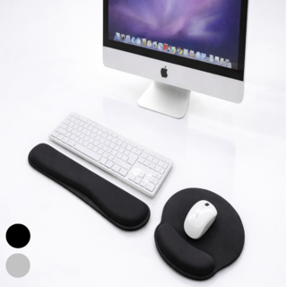 인즈홈 장시간 작업편한 키보드 손목받침대 마우스 패드 세트, 1개, 블랙