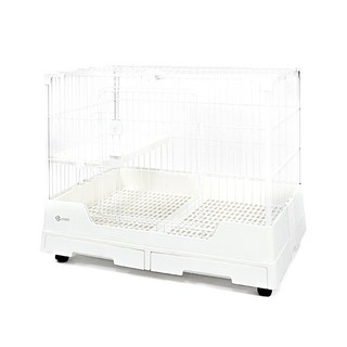雙抽屜豪華 防噴尿抽屜式兔籠鼠籠 寵物廁所, 1個, R81寵物籠×1組 (白色款), 白色