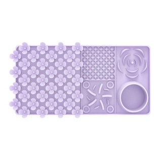 GHSHOP 강아지 슬로우 피더 및 핥기 매트 반려동물 사료 분배기 패드 미끄럼 방지 식기 세척기 5 in 1 디자인 반려동물, 실리콘, 보라, 1개