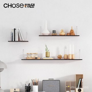 實木壁掛置物架 牆上層板收納架, 無色透明60cm,1層