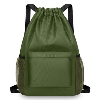 抽繩雙肩包新款運動大容量揹包男女旅行防水簡易健身輕便籃球口袋, 軍綠色【大容量】, 1個