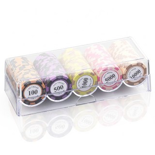 고니표 국제규격 데칼크레이 카지노칩 포커칩 카드 게임 홀덤칩 100P 아크릴 케이스 세트, D세트 [칩 100P+뚜껑형 아크릴케이스], 1개, D세트 [칩 100P+뚜껑형 아크릴케이스] 1개