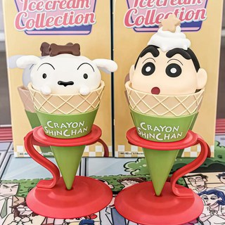臺灣-出貨秋季新款蠟筆小新手辦康達姆屁屁恐龍小新野原新之助桌麵手辦擺件模型公仔 QDQT, 1個, 冰淇淋小白【opp袋裝】
