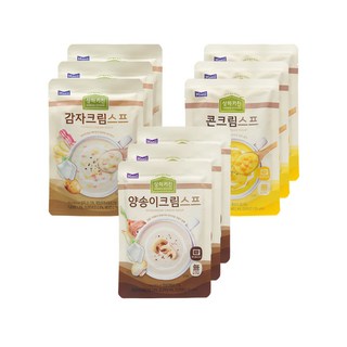 상하목장 상하키친 크림스프150g 3종/총3개(콘크림스프1개+양송이크림1개+감자크림스프1개)/혼합무배, 150g, 9개