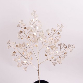 仿真植物 永生花 仿真銀杏葉尤加利 滿天星 鳳尾 龜背葉 花材 金色假花 仿真花 婚禮禮堂布置 家居裝飾, 小愛心葉, 1個