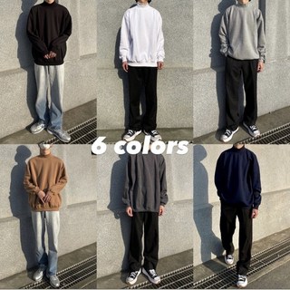 Taseful_tw 韓國男女百搭單品 微高領內刷毛寬鬆衛衣大學Tee (6色)