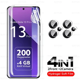 샤오미 레드미 노트 13 프로 + 5G 카메라 유리 4 인 하이드로겔 필름 플러스 휴대폰 화면 보호대, 02 RedmiNote 13 4G, 05 4in1 2Front 2Lens