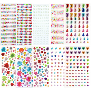 로멀리 큐빅 입체 보석 스티커 10종 세트, 혼합색상