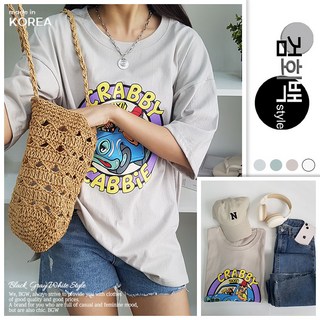 검회백스타일 여성용 국내제작 택시반팔티 여름 루즈핏 라운드넥 티셔츠 캐릭터 레터링나염 포인트 데일리룩 캐주얼 유니크 꾸안꾸 빅사이즈 오버핏 레이어드 운동복 공원 산책 일상복 홈웨어