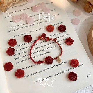 愛風格粉晶小桃花紅繩手鍊 手工編織粉水晶手環 招桃花開運飾品