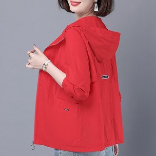 AOKADA 자외선차단 자켓 중년 여성 해빛차단 여름 바람막이 후드 남방 집업 아노락