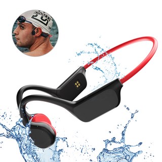 THOUSTA 넥밴드 오픈형 귀걸이형 노이즈캔슬링 무선 운동 IPX8 방수 골전도 블루투스 이어폰, 레드