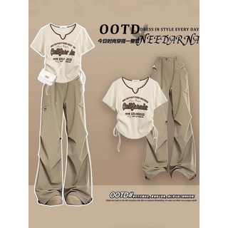 多巴胺甜辣套裝女夏搭配一整套穿搭酷颯拽姐炸街時尚工裝褲兩件套