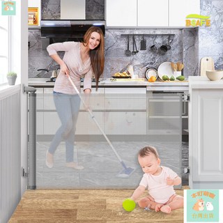 本町萌寵 嚴選 門護欄室內樓梯口安全防護欄嬰兒寶寶兒童遊戲圍欄伸縮門欄, 白色,高86*寬180+可打孔可膠貼=SG02