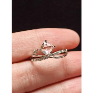 天然白水晶 925銀 活圍戒指