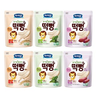 일동후디스 아이얌 유기농 쌀과자 떡뻥 3종 x 2p 세트, 백미맛, 자색고구마맛, 시금치맛, 1세트