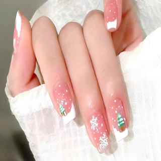 코코제이 젤네일 스트립 크리스마스 에디션 28p 1세트, 2개, 핑크 스노우빌리지