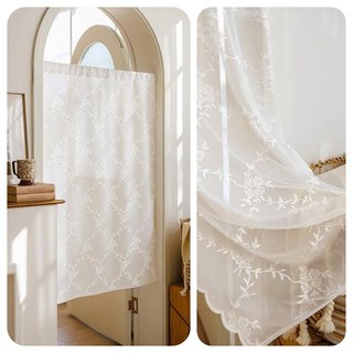 YYT 모던 심플 자수 레이스 커튼 부드러운 레이스 문발 커튼