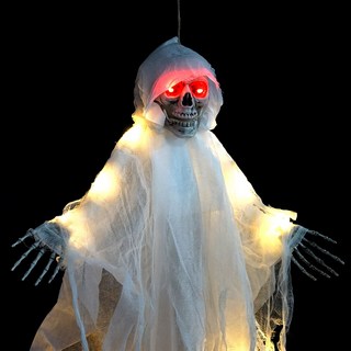 파티짱 할로윈 LED 장식 세트 소품 파티 데코, LED 화이트 해골 행거 (1m)