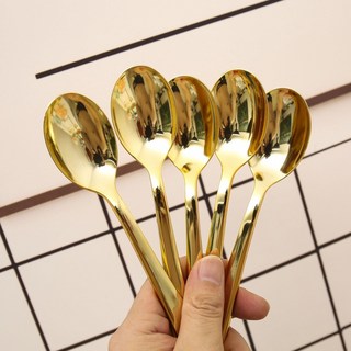 一次性紙碗 燙金加厚 生日派對小吃碗, 金色勺子10個, 1個