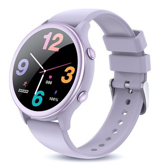 Luxeed 통화가능 스마트워치 1.27인치 원형 대화면 한국어 지원 운동 추적 밴드, 블루투스, 35mm, Lavender