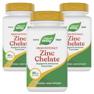 Nature's Way 然萃維 螯合鋅30mg膠囊, 100顆, 3罐