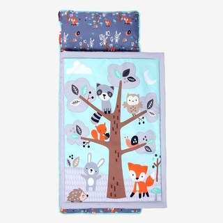 便攜幼兒園卡通印花午睡墊，一體式兒童睡袋防踢被，柔軟舒適易清洗, 動物森林