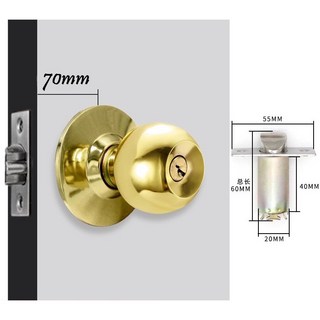 慶大鑫 CBX-888 喇叭鎖 60/70mm 金色 房間鎖 浴廁鎖 旋轉鈕設計 圓柱形門鎖 不銹鋼磨砂銀 浴室用 含稅, 1個, 金色70mm