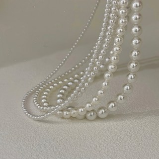 SUMMER 銀飾 925純銀珍珠項鏈 - 經典復古亮澤光感正韓項鏈