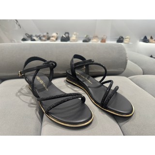 FAIR LADY 優雅小姐 輕奢細鑽美腳背繞帶楔形涼鞋 黑, 39