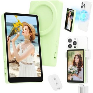 셀피 모니터 화면 휴대폰 후면 카메라를 사용한 아이폰 및 안드로이드용 브이로그 4K 30fps 비디오 녹화 라이브 스트림 틱톡 블루투스 리모컨 콘텐츠 크리에이터 필수품(녹