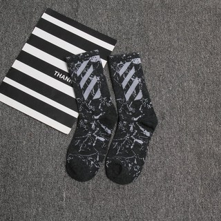 Justin&Casie 男士歐美街頭中筒潮襪 運動休閒籃球襪 斜紋灰 均碼