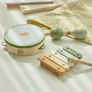 폴라비 유아 아기 원목 리듬 악기 놀이 세트, 그린, 1개