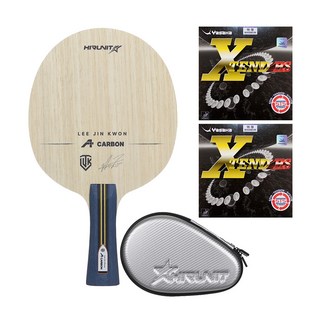 [인기/추천상품] 하이러닛 탁구라켓 이진권 A카본 + 야사카 엑스텐드 HS 러버 부착세트 + 고급 하드케이스 포함 그립선택ST/FL, 1세트, 그립 선택:FL(부채꼴형)