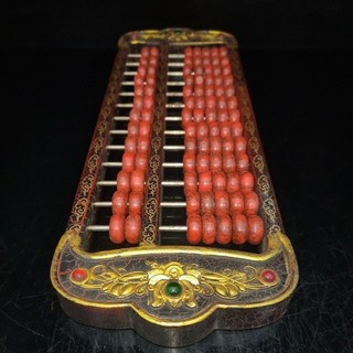 古玩雜項珍藏白玉算盤 會計賬房用品 收藏品 家居辦公高檔擺件, 紅松石算盤