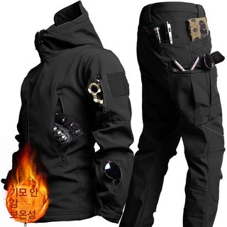 겨울 작업복 카센터, 1개, 샤크 세트-블랙