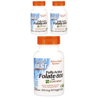 Doctor's BEST 活性葉酸素食膠囊 800mcg, 60顆, 3罐