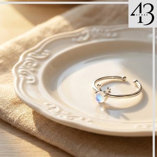 可愛鹿角純銀戒指 貓眼石設計