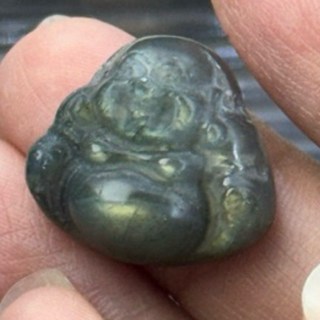 采禪手作 B480 拉長石 佛公 彌勒佛 （側直通孔）采禪指定訂製款 18*20*9.2mm, 1個