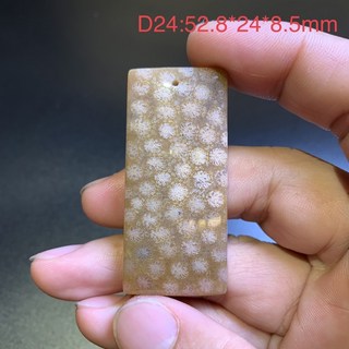 珊瑚玉菊花石吊墜 D24 全透光 52.8mm 獨特天然紋理 時尚配飾