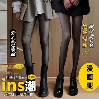 0D 輕薄觸感黑絲襪，多種花紋款式，愛心、圓點，性感高透光腿部神器，防勾絲打底襪