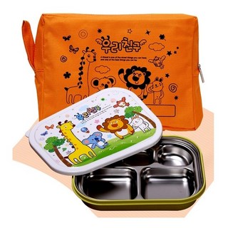 어린이 도시락통세트 할인특가모음전 (스텐도시락/어린이집간식통/유아간식통/소풍도시락/캐릭터도시락통), 4.우리친구밀폐형(2중), 1개