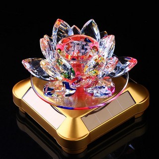 회전 크리스탈 연꽃 자동차 장 창조적 장식 향수 인 하이 엔드 제품 인테리어 1 골드 베이스 7컬러 태양광 연꽃, 17 [ 세트] 아이보리 베이스 7컬러 태양열 연꽃 컬