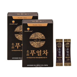 [골든케어] 명품 푸얼차 중국 운남성 보이차 추출 발효 분말 스틱 가루 20배 고농축, 2세트, 60개입, 1g