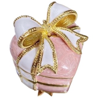 ｛開立發票 現貨速發 ｝法瑯瑯彩愛心蝴蝶結首飾盒 高品質夢幻首飾收藏盒 居家生活擺飾 禮物盒 交換禮物, 1個, 粉底色